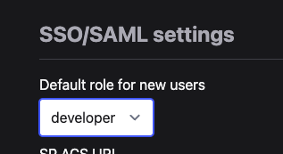 SSO/SAML settings screenshot